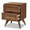 Baxton Studio Barrett Mid-Century Walnut Brown Finished Wood and Synthetic Rattan 2-Drawer Nightstand 192-11298-ZORO - alternate 7